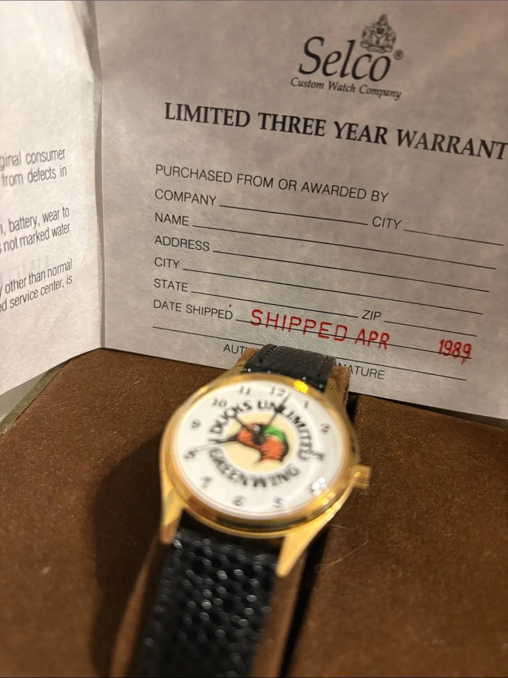Vintage Ducks Unlimited Greenwing Watch New In box New Old Stock, needs battery